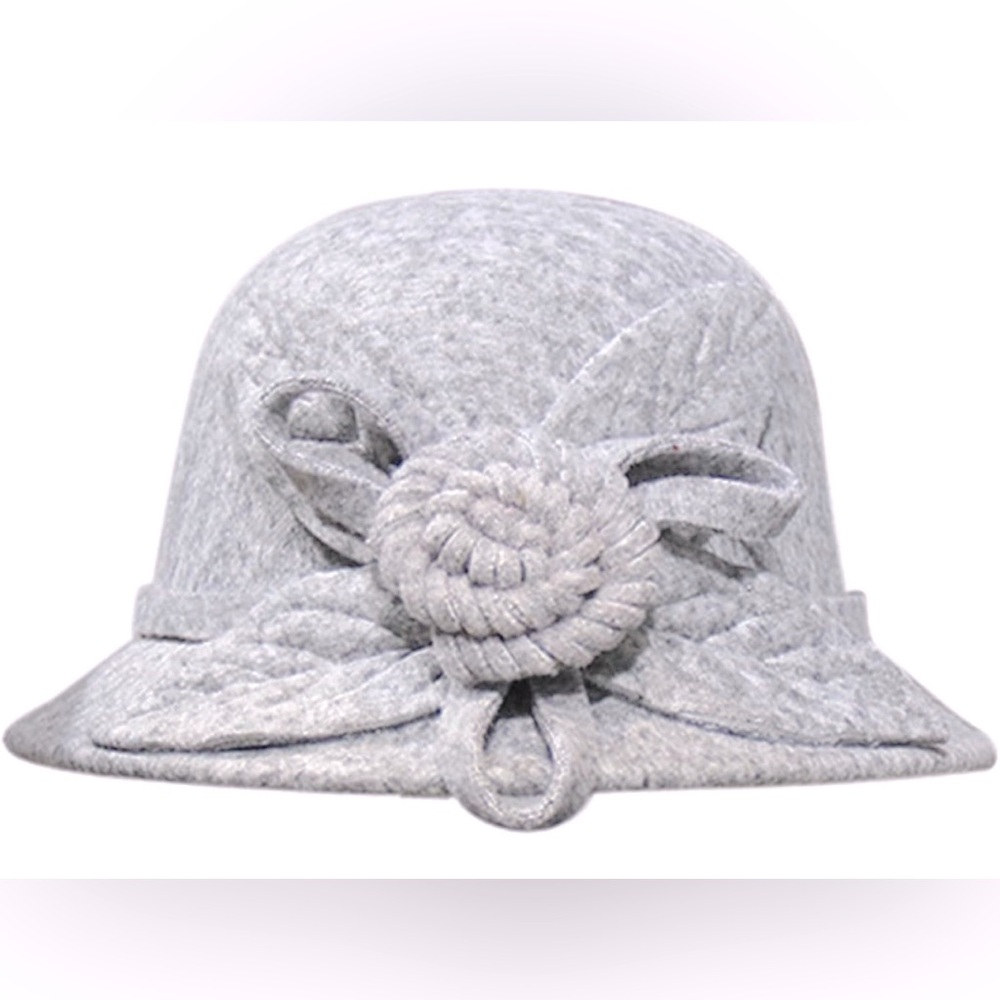 Gray Floral Embellished Cloche Hat